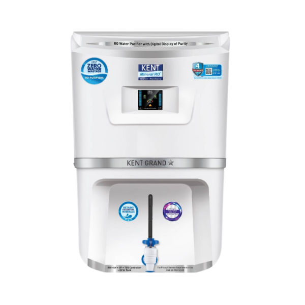 KENT Grand Star RO Water Purifier | 4 Years Free Service | ISI Marked | Multiple Purification Process | RO + UV + UF + TDS Control + UV LED Tank | 9L Tank | Zero Water Wastage | Digital Display