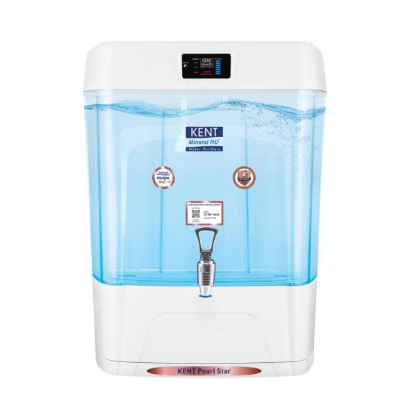 KENT Pearl Star RO Water Purifier | 4 Years Free Service | ISI Marked | Multiple Purification Process|RO + UV + UF + TDS Control + UV LED Tank| 8L Detachable Tank | Zero Water Wastage |Digital Display